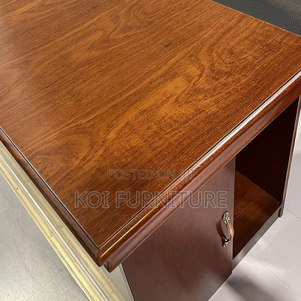 Office Desk; 1.4 Meter Brown Mahogany Executive Senior Desk - thumbnail 4