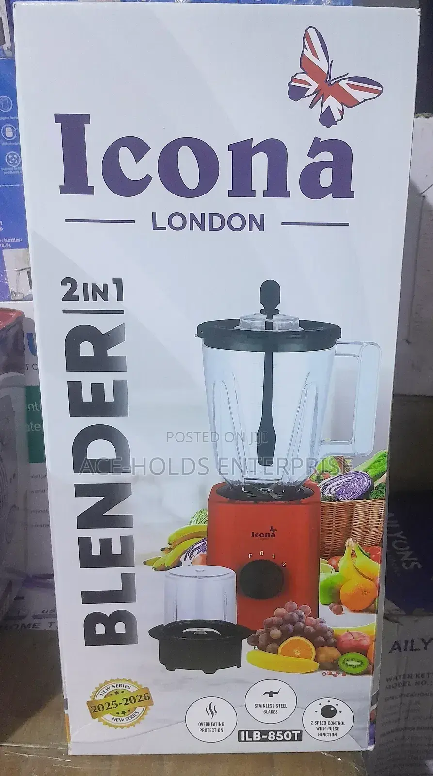 2 in 1 Icona 300watts Blender/ Grinder 1.5 Litres Capacity - 2 Speed