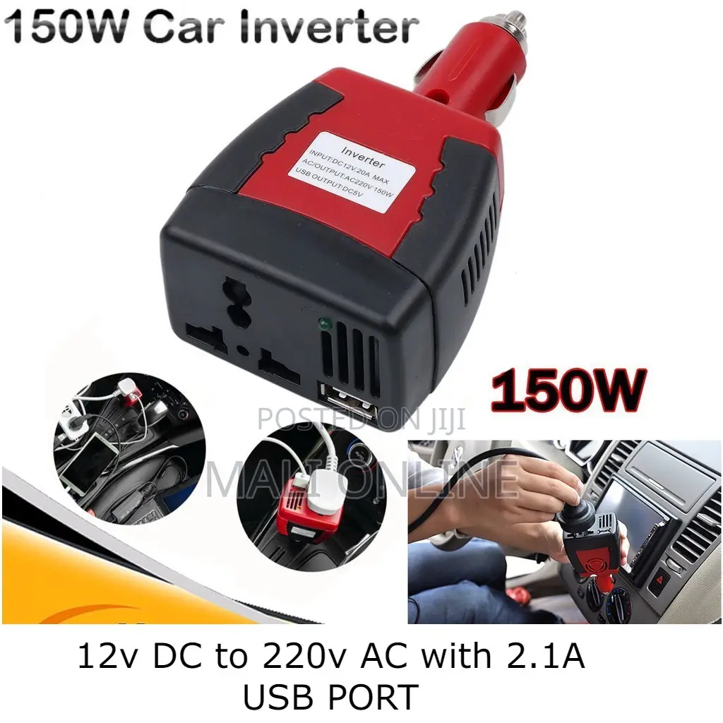 150w Car Power Inverter Dc 12v to Ac 220v Converter Usb 2.1a Charger