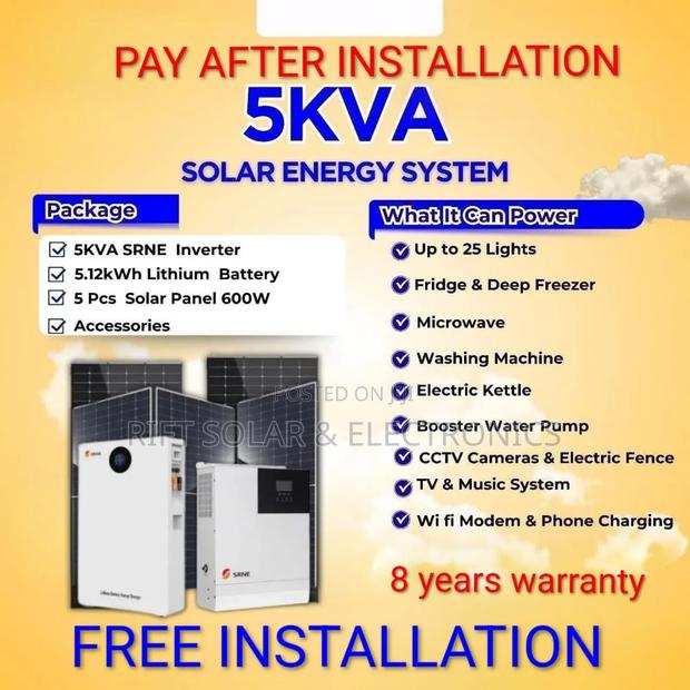 5kw Hybrid Inverter - 5.12kwh Lithium Battery - (5 )600w Solar Package
