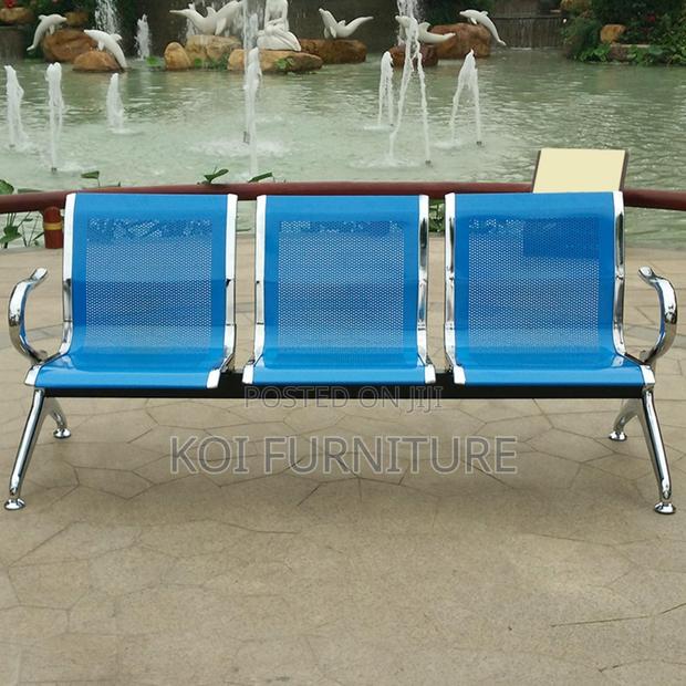 Office Benches; Three Seaters Metallic Blue Reception Hospital Bench - thumbnail 2