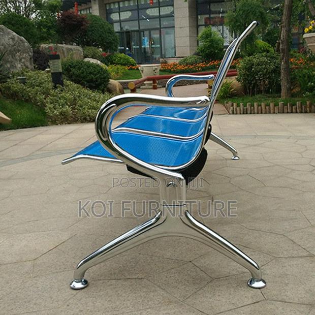 Office Benches; Three Seaters Metallic Blue Reception Hospital Bench - thumbnail 3