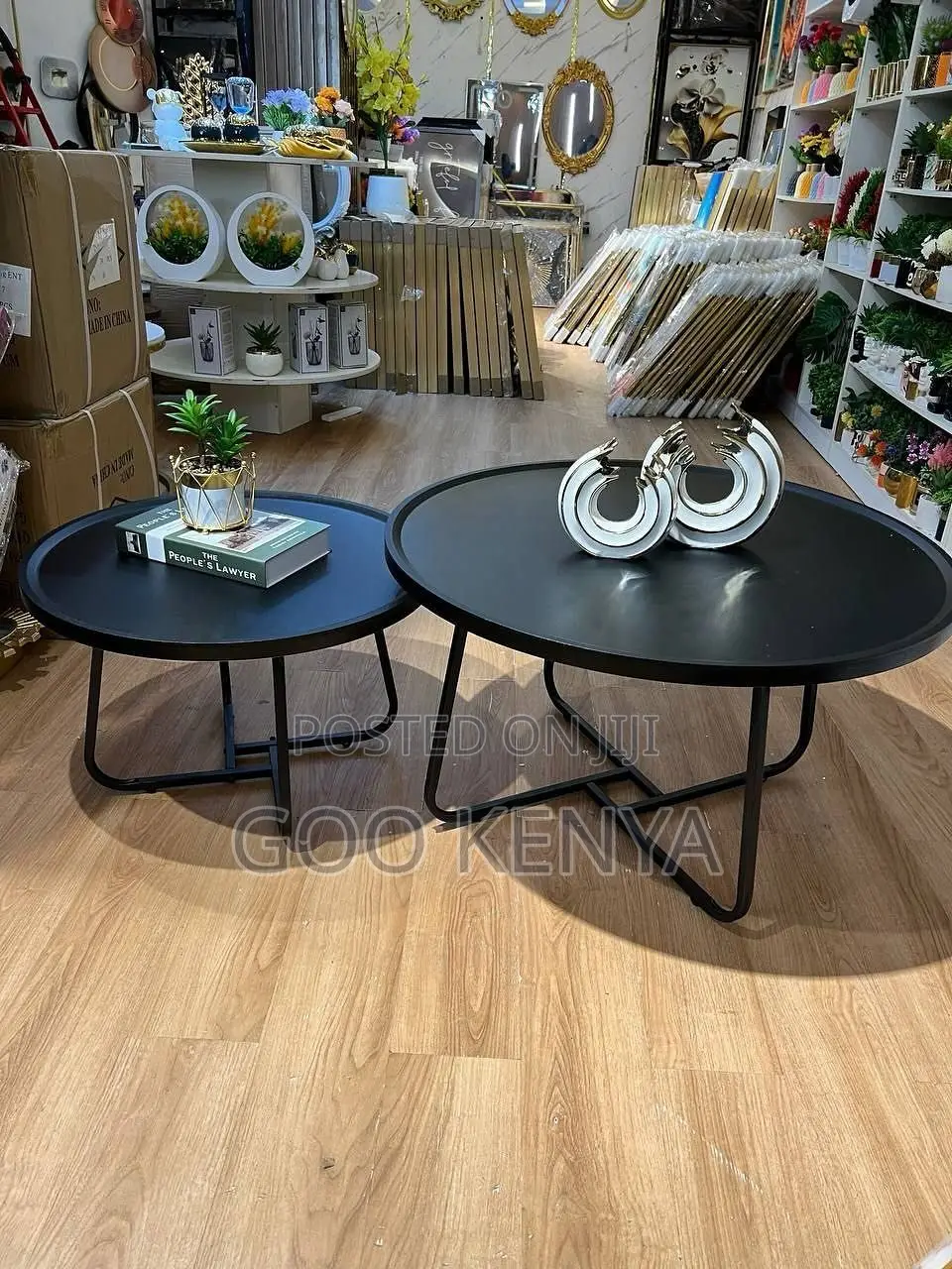 Home Table; Modern 2-Piece Round Coffee Table Set With Metal Frame