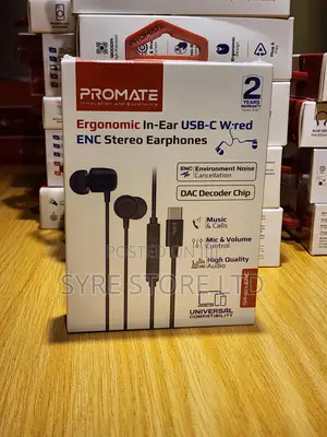 Promate Silken-Enc: Usb-C Wired Stereo Earphones W/ Mic