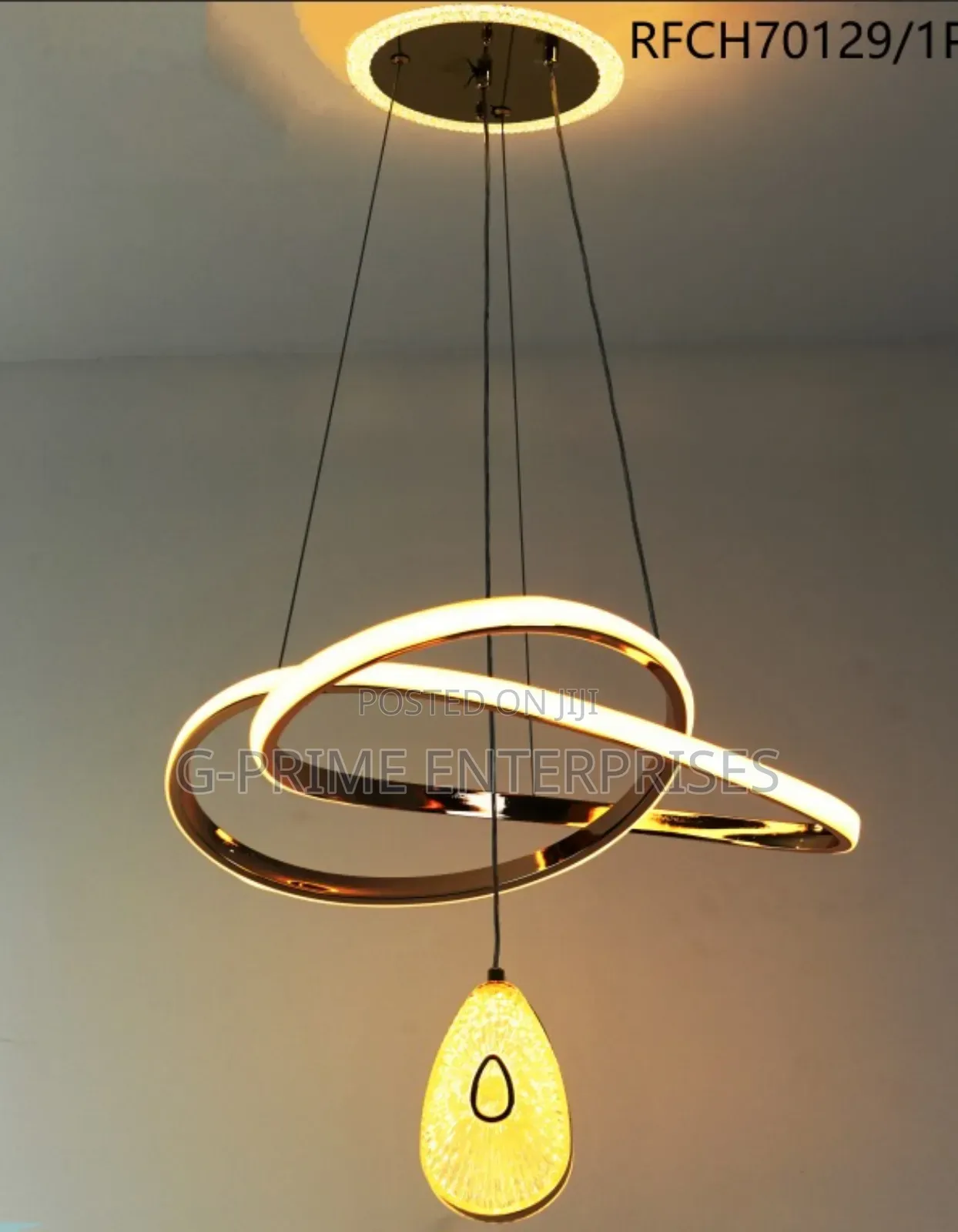 Wavy 2 Ring Pendant Chandelier Light