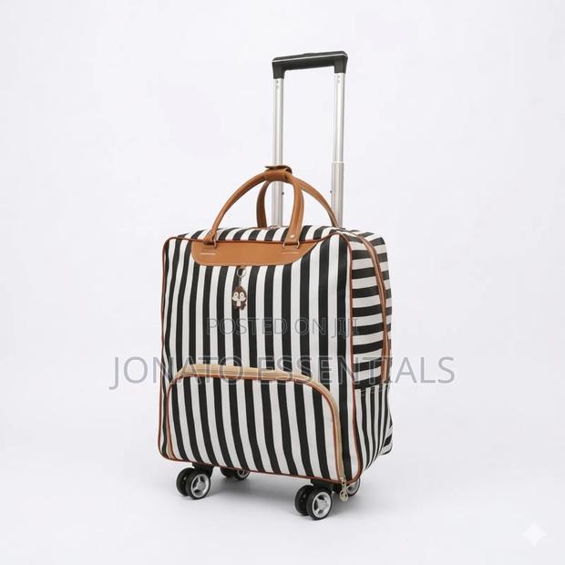 4-Wheel Striped Cabin Travel Bag - Lightweight Trolley Hand Luggage