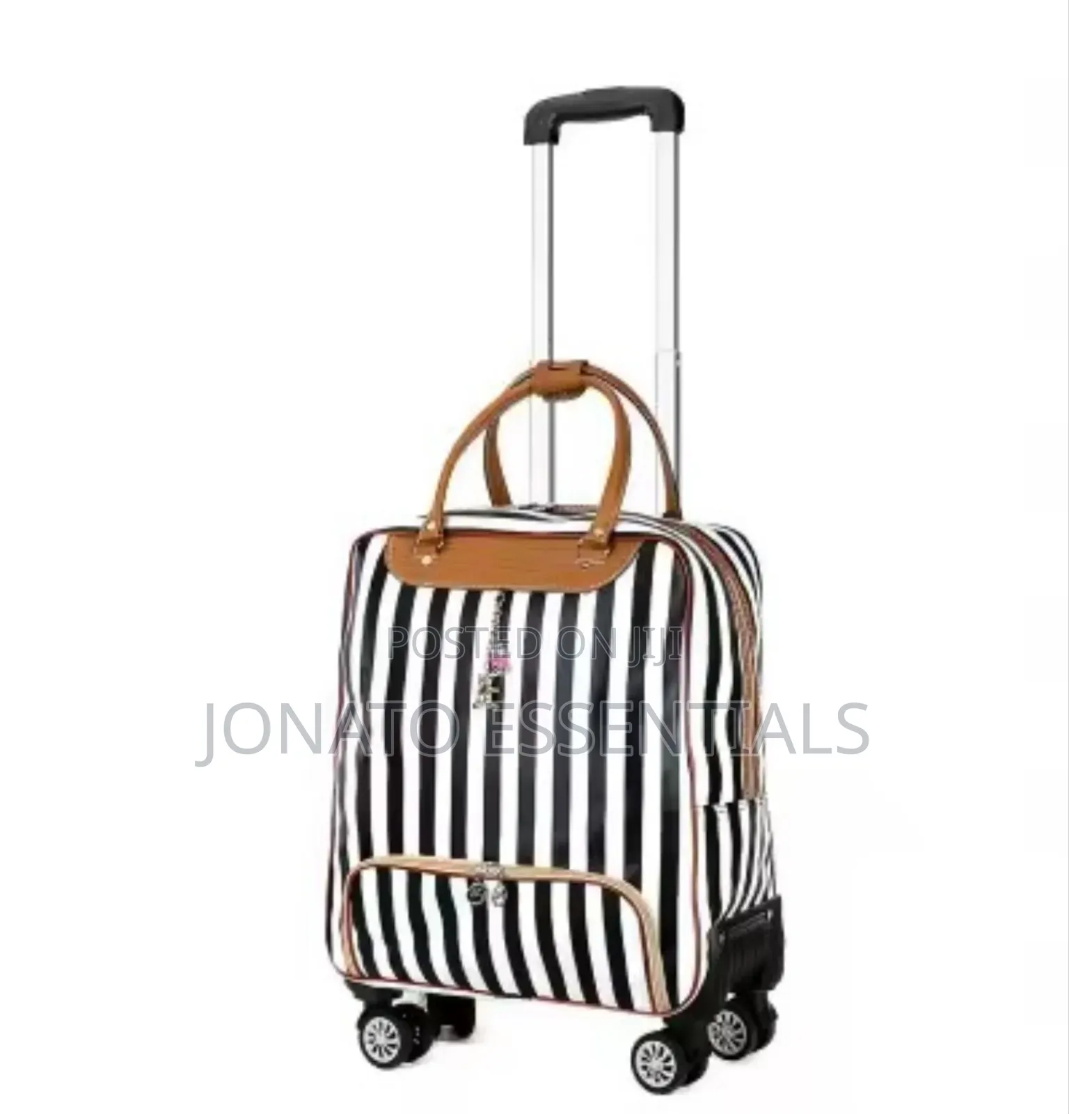 4-Wheel Striped Cabin Travel Bag - Lightweight Trolley Hand Luggage