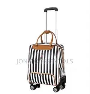 4-Wheel Striped Cabin Travel Bag - Lightweight Trolley Hand Luggage