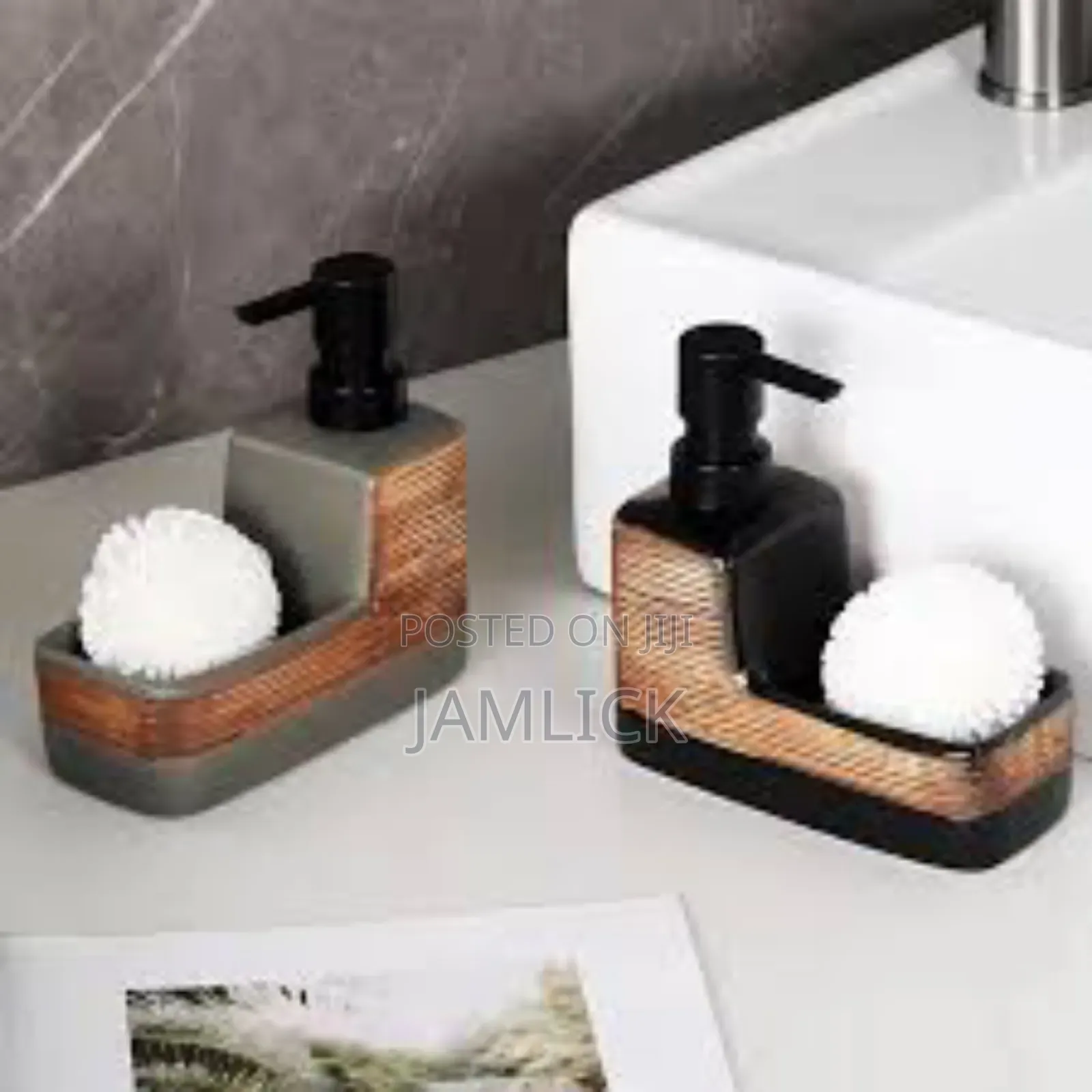 Single Cube Ceramic Lotion/Soap Dispenser + Wash Pad Sponge – Pm