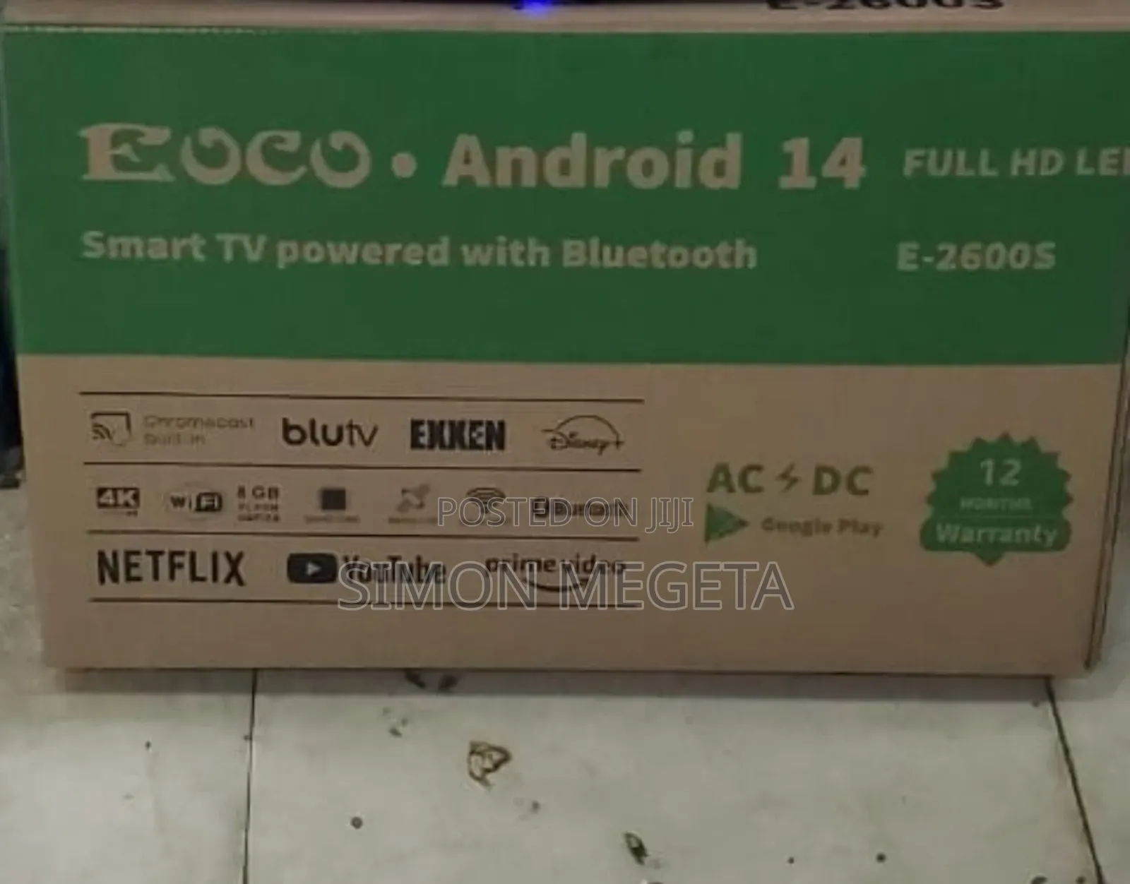 26" Ecco Smart Android Tv With Bluetooth (Ac/Dc).