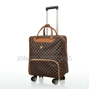 4-Wheel Checkered Pilot Case Travel Suitcase - Cabin Size Luggage