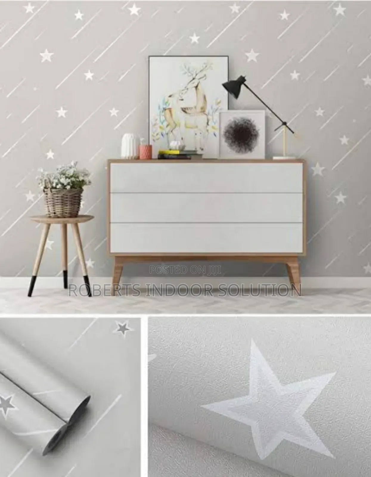 Grey Shooting Star Self Adhesive Wallpaper