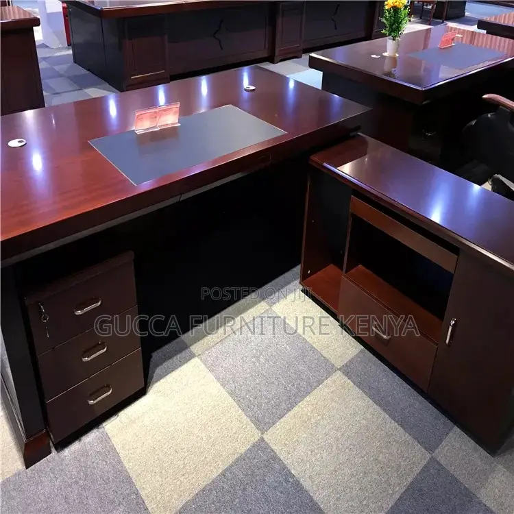 1.6 Meters Mahogany L-Shaped Office Boss Table