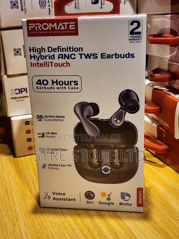 Promate Baton: Hybrid Anc TWS Earbuds, 40h Playback, Enc
