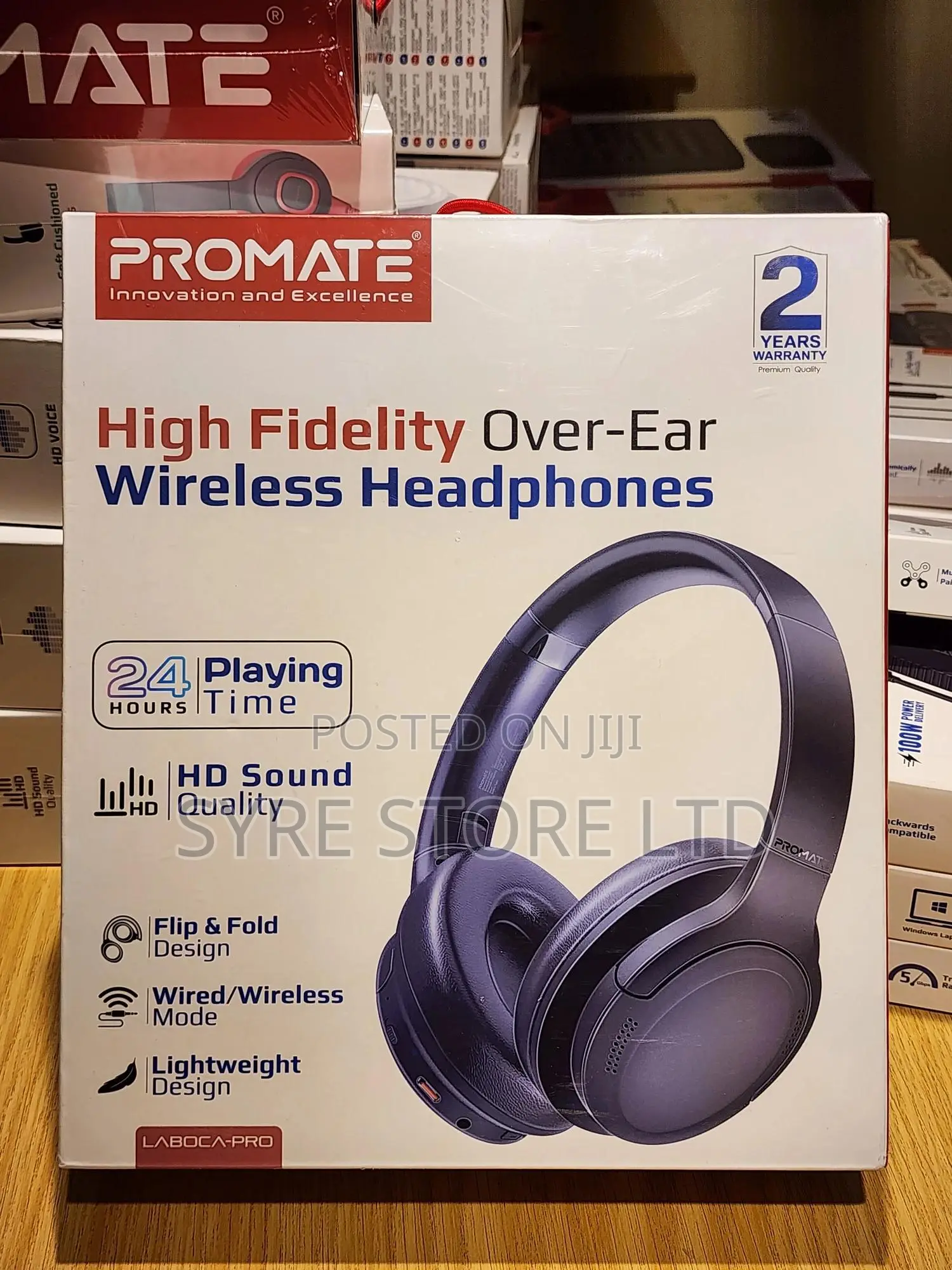 Wireless Over-Ear Headphones, 24h Play-Promate Laboca-Pro