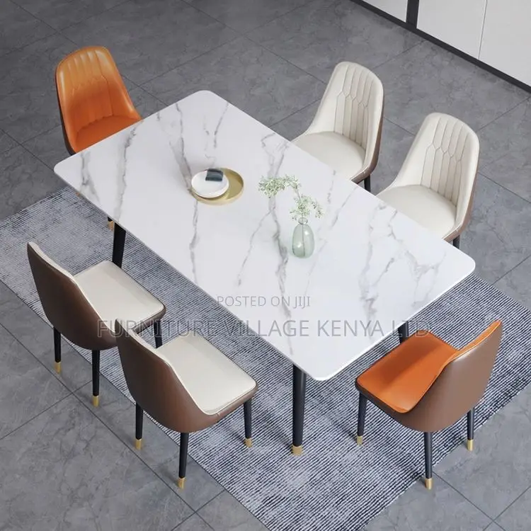 Dining Set; 4-Seater Marble 4 Legs Home Dining Set