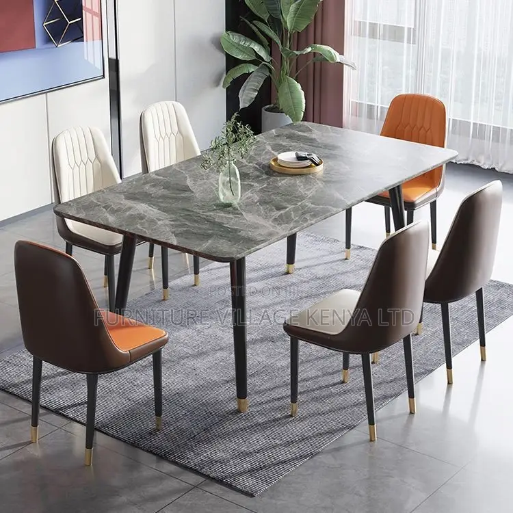 Dining Set; 4-Seater Marble 4 Legs Home Dining Set