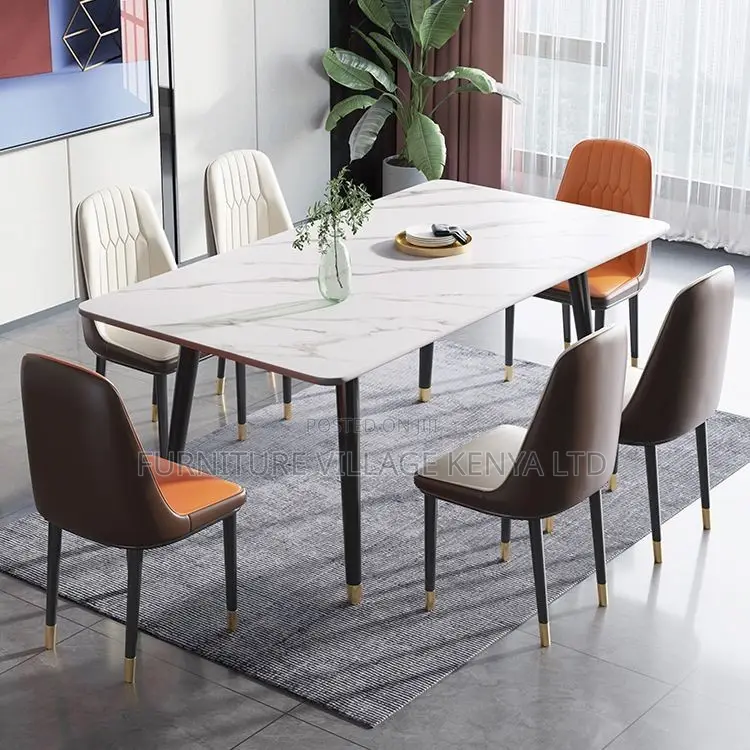 Dining Set; 4-Seater Marble 4 Legs Home Dining Set