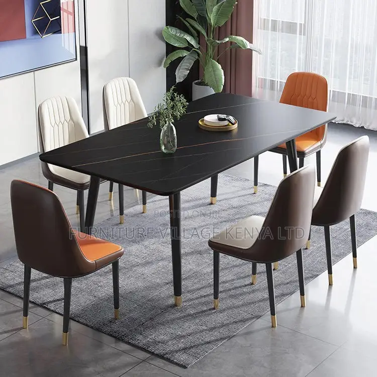 Dining Set; 4-Seater Marble 4 Legs Home Dining Set