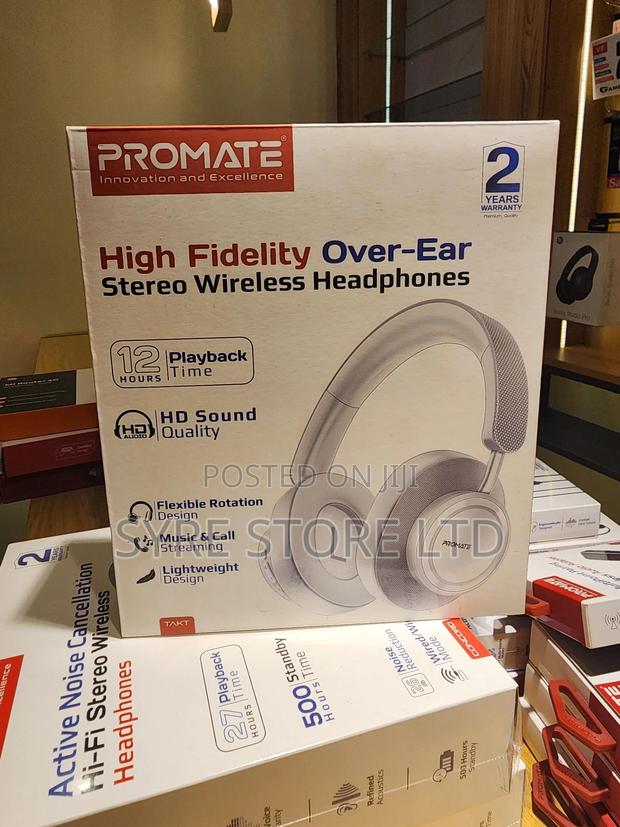 Promate Takt: Hi-Fi Over-Ear Wireless Headphones, 12h Play
