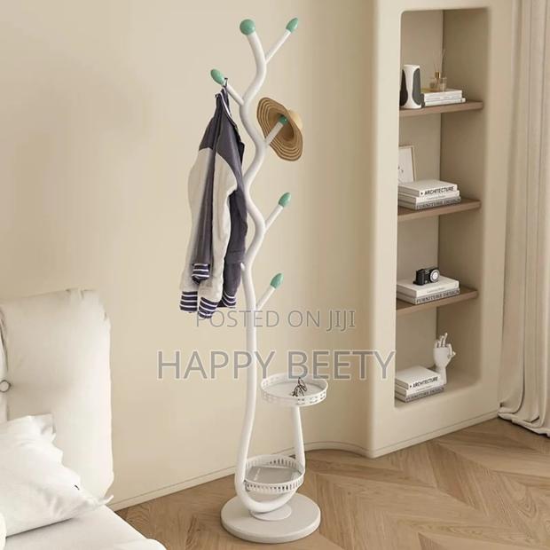 *Cream-Style Floor Standing Coat Rack* For Entryway Clothes, Bags - thumbnail 2