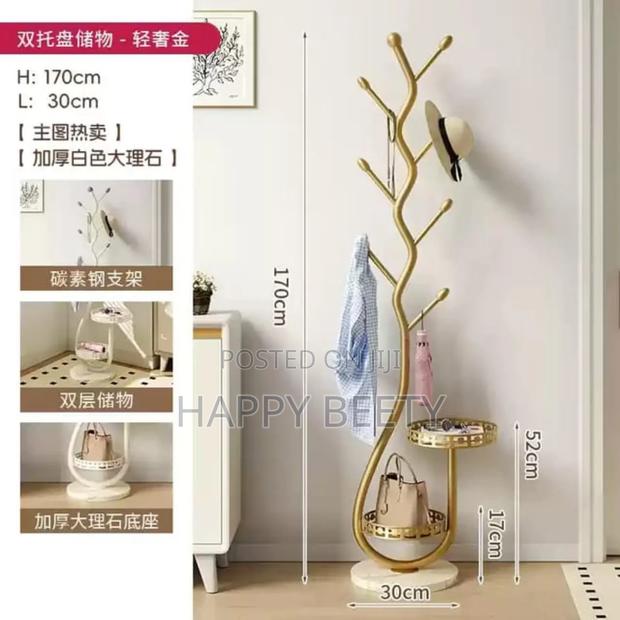 *Cream-Style Floor Standing Coat Rack* For Entryway Clothes, Bags - thumbnail 4
