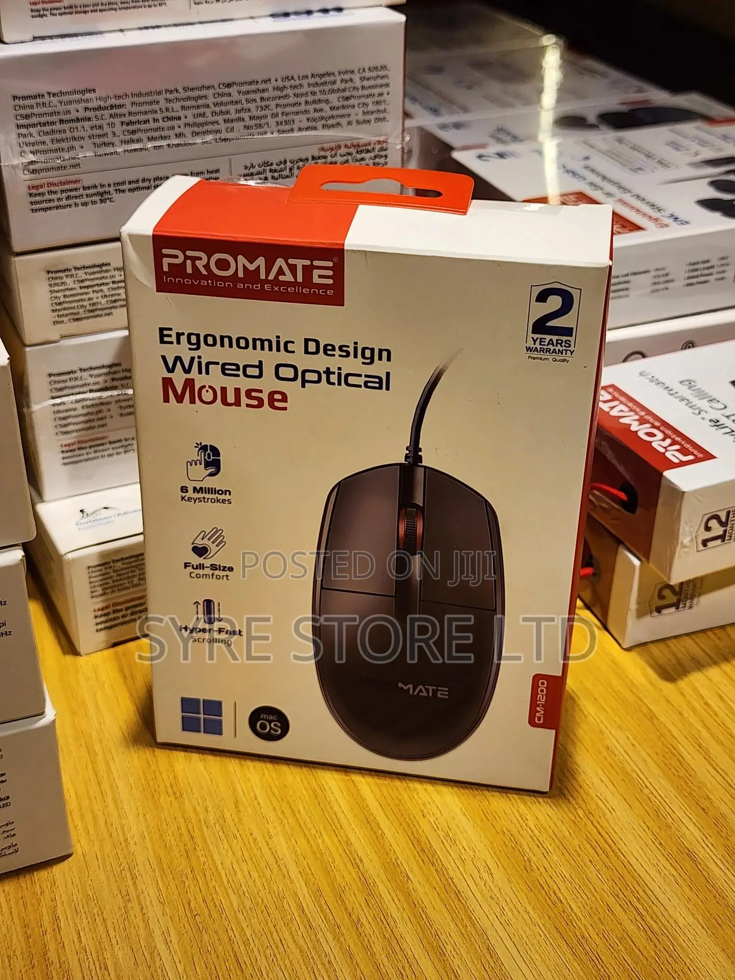 3 Button Wired Optical Mouse, 1.5m Cable-Promate Cm-1200