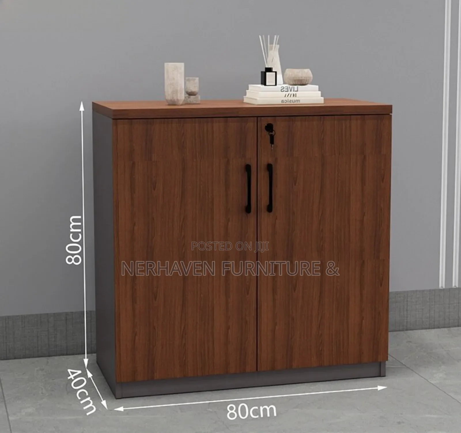 2-Door Wooden Office Credenza – Stylish Office Storage Unit