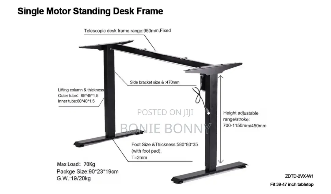 Height Adjustable Desk Frame (Single/ Double Motor)