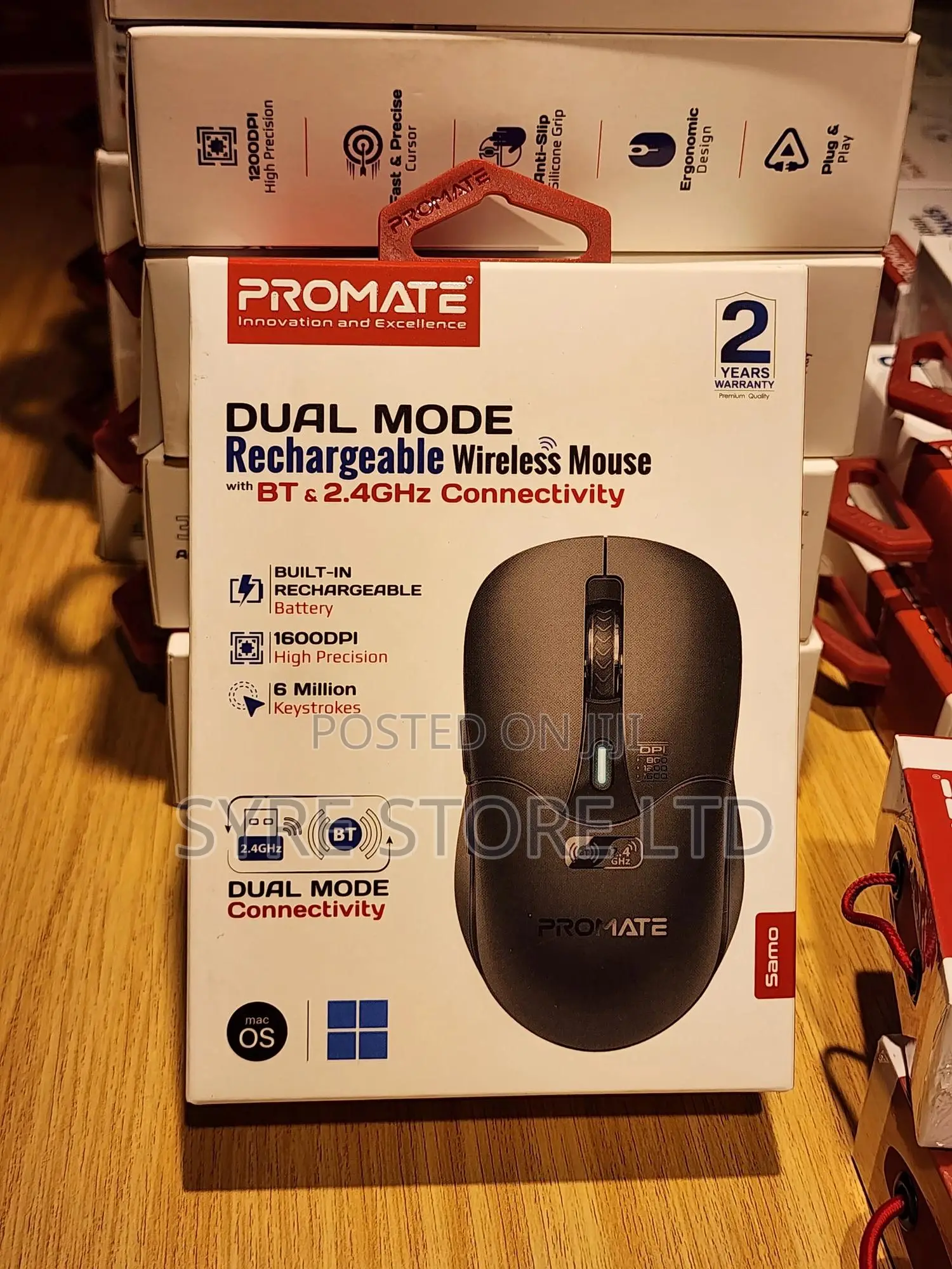 Dual Mode Rechargeable Wireless Mouse, 70h-Promate Samo