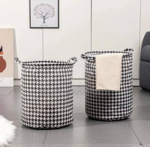 Foldable Houndstooth Laundry Hamper. - main view