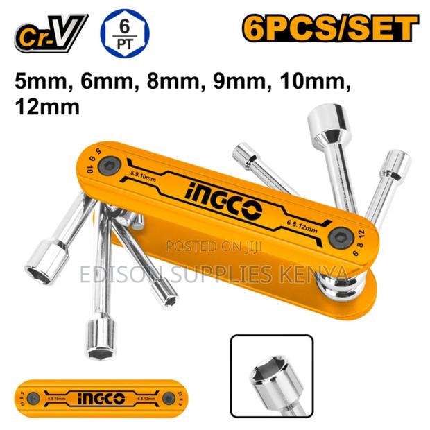 Ingco 6pcs Folding Nut Driver Set Hex Socket Wrench