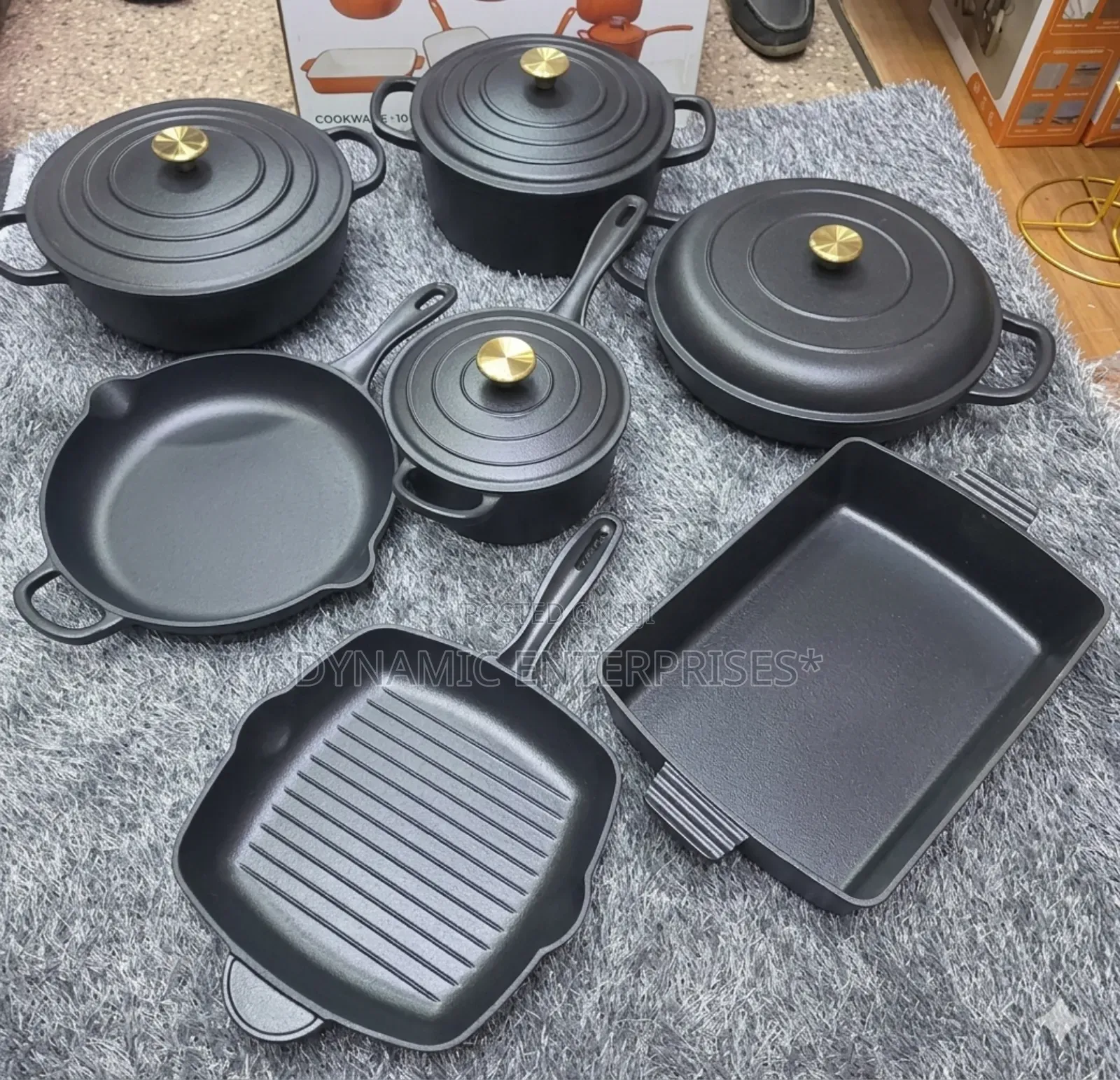 11-Piece Enamel Cast Iron Pot Cookware Set