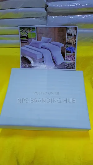 5pc Plain White Striped Duvet Cover Set 6*6/6*7 (220*240cm) S.K