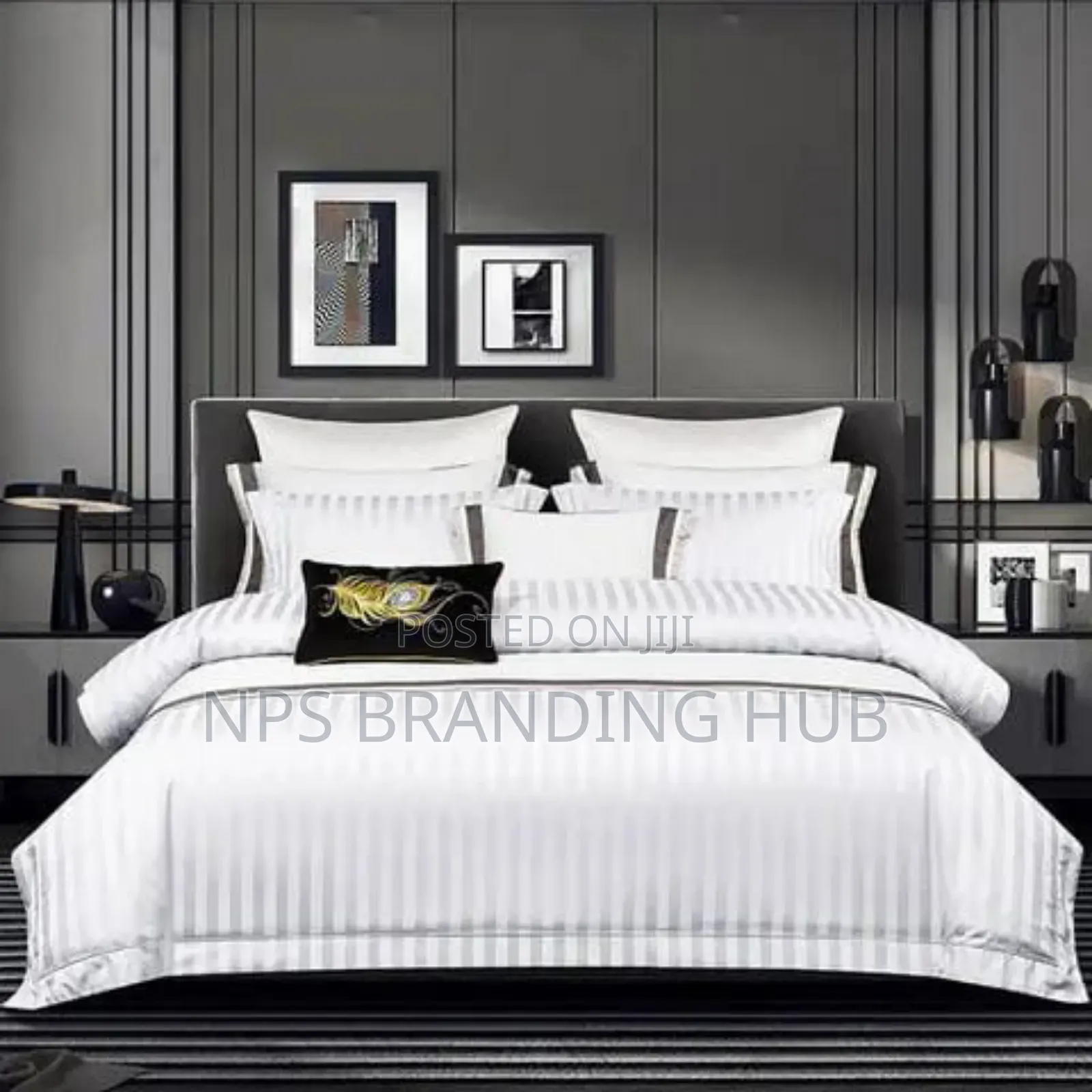 Cotton Stripped Duvet Covers Set Size: 7*8 (250*270cm)