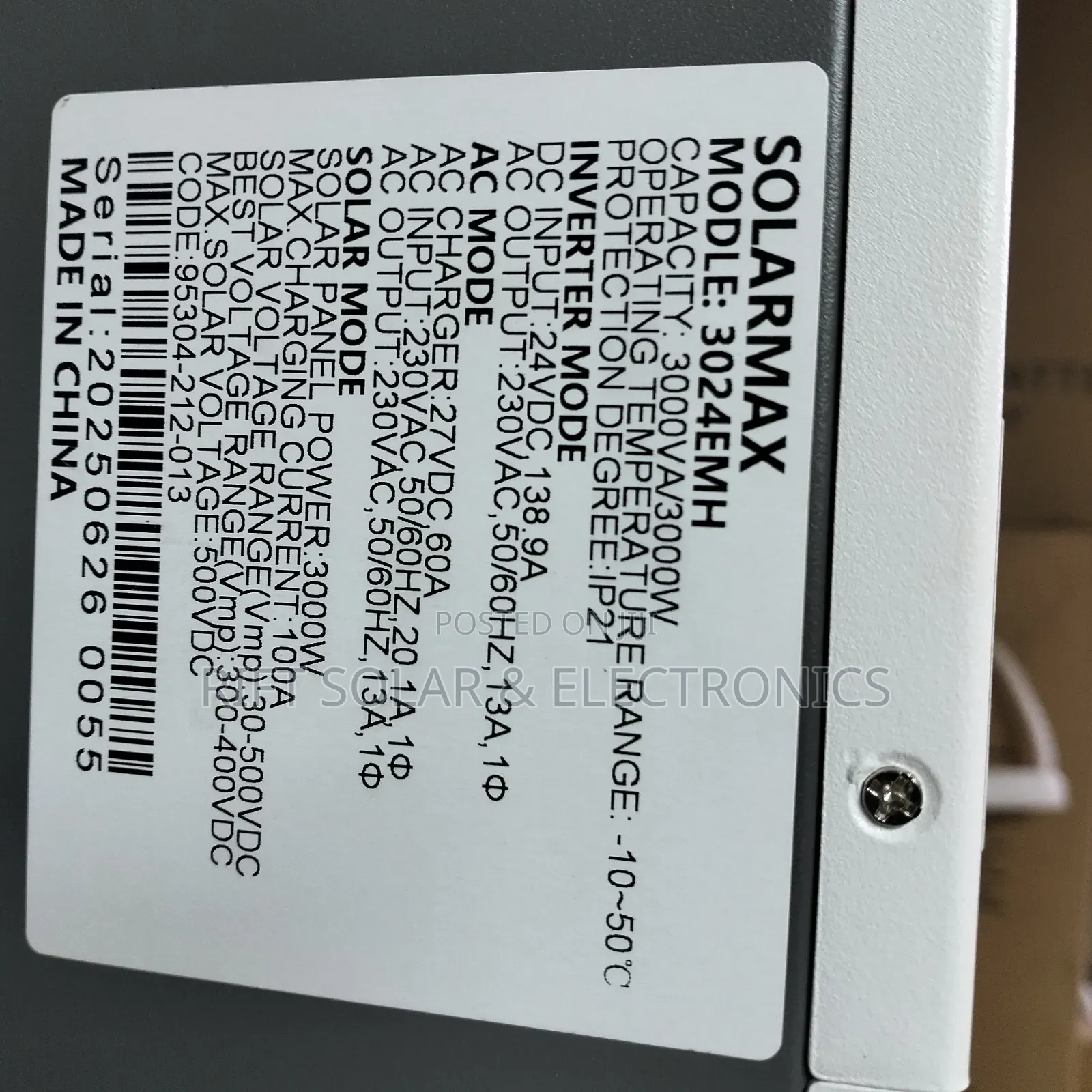 Solarmax 3.0kva -24v (3000w) 500vdc Hybrid Inverter