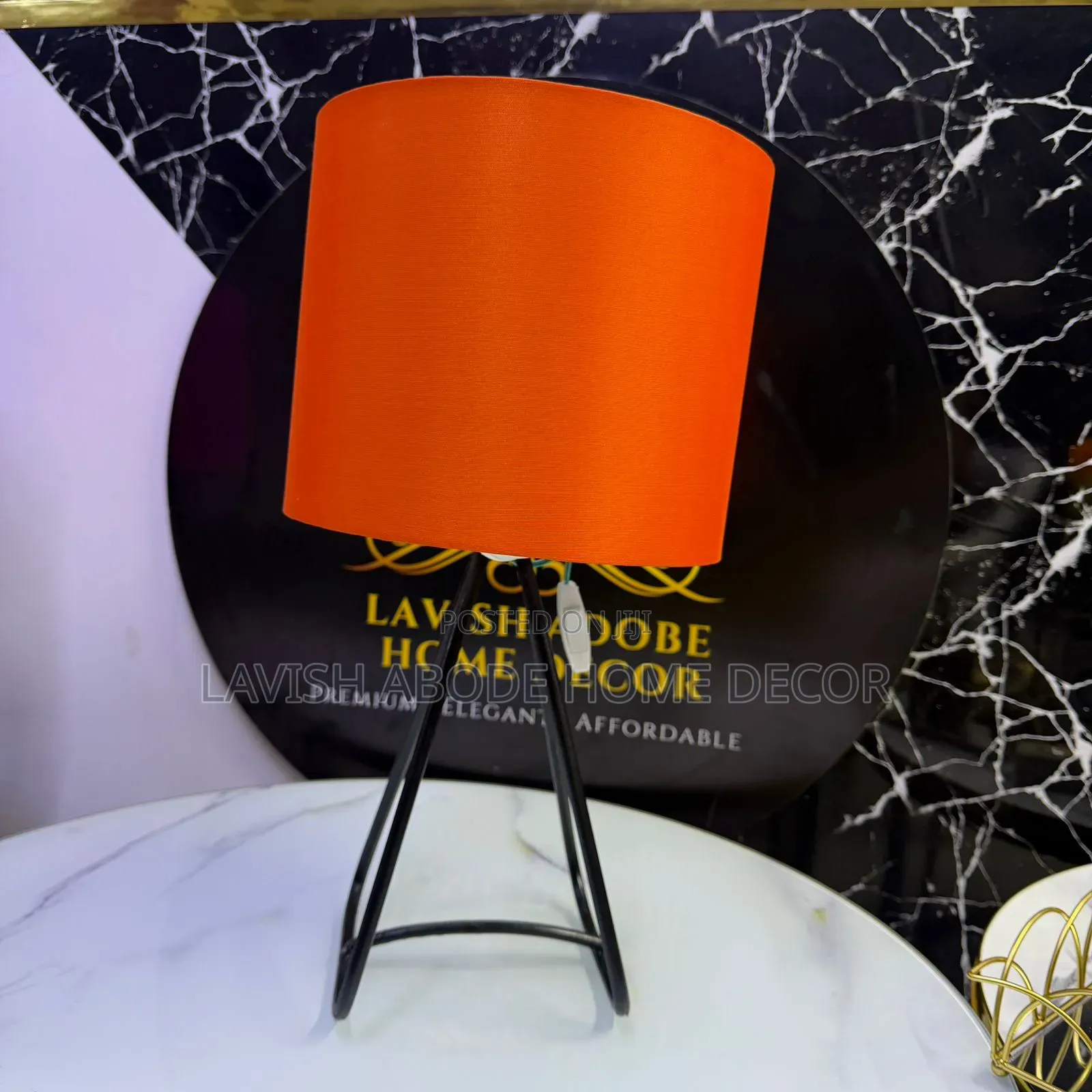 Orange Table Lamp – Bedside Office Lampshade