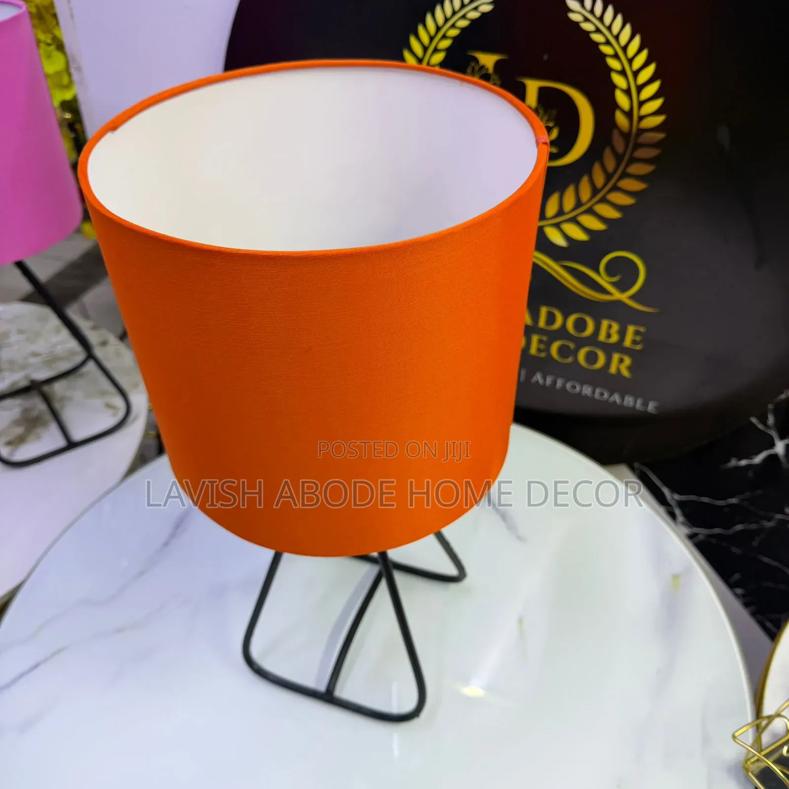 Orange Table Lamp – Bedside Office Lampshade