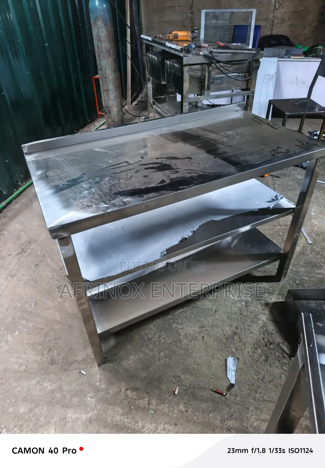 Working Table, Stainless Steel With Two Shelves