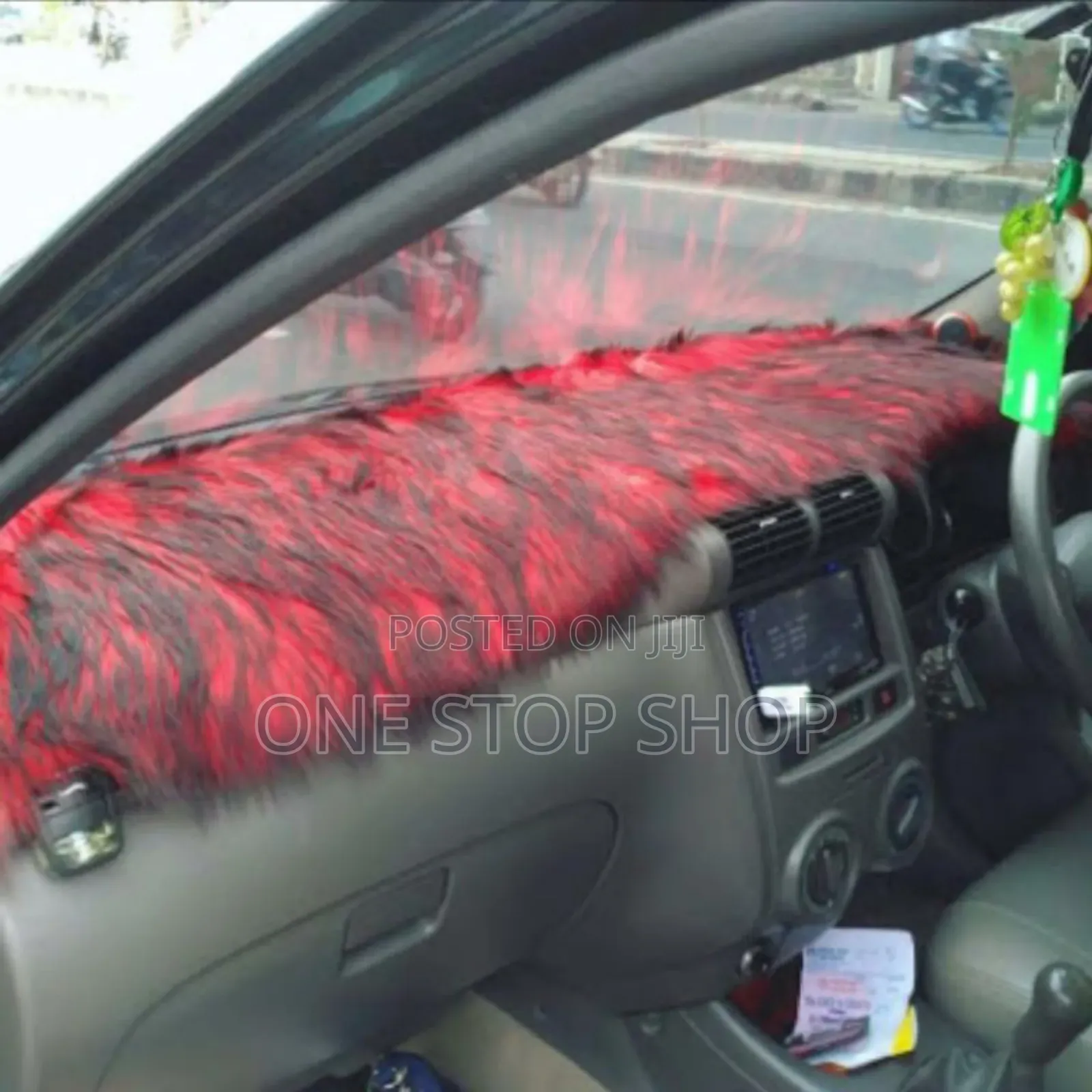 Car Fitted With Red Classy Dashboard Fluffy Cover