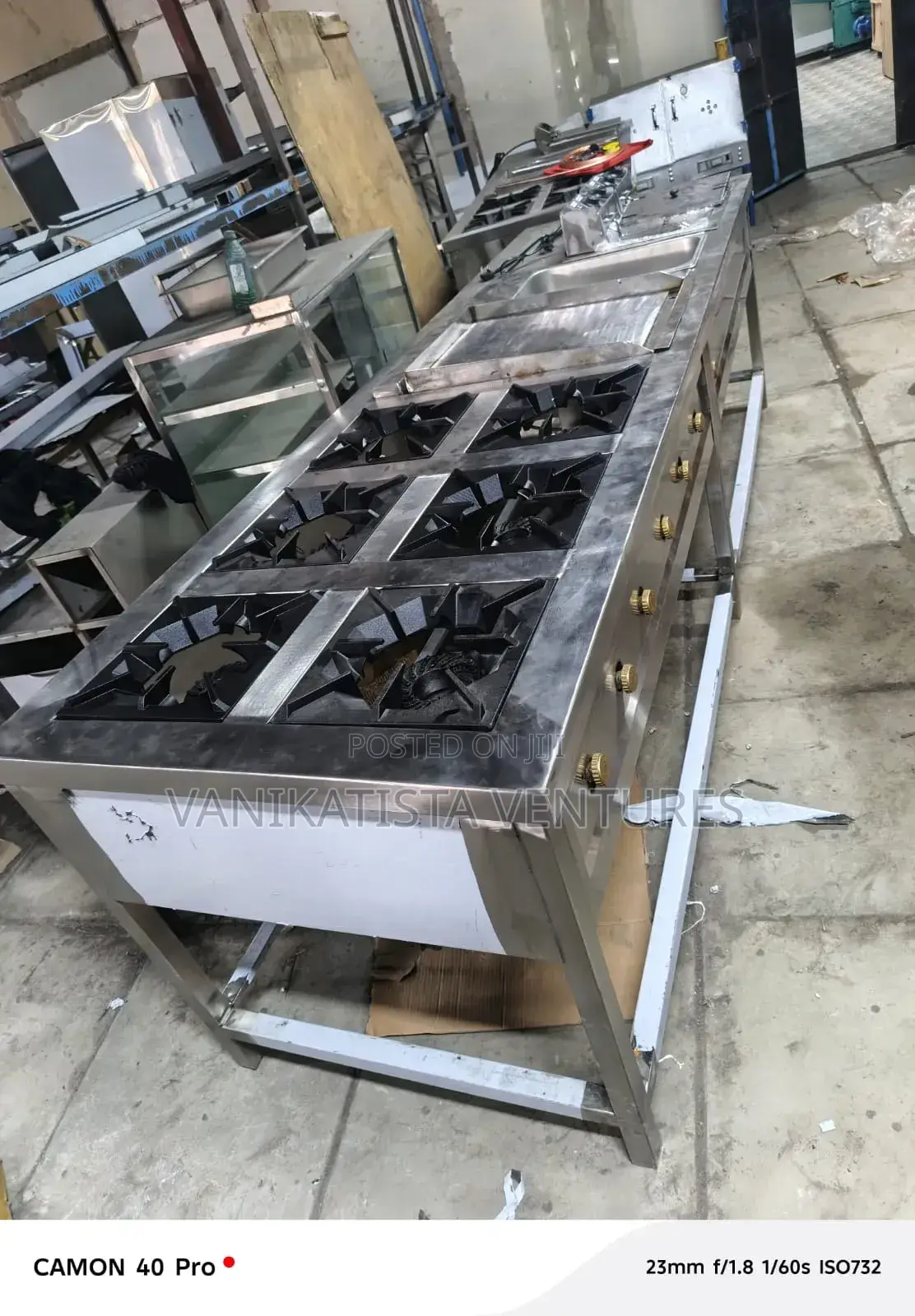 6 Burners Gas Cooker Combined With Griddle and Chips Deep Fryers