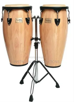 2 Set Conga Drums Complete With Metallic Adjustable Stand