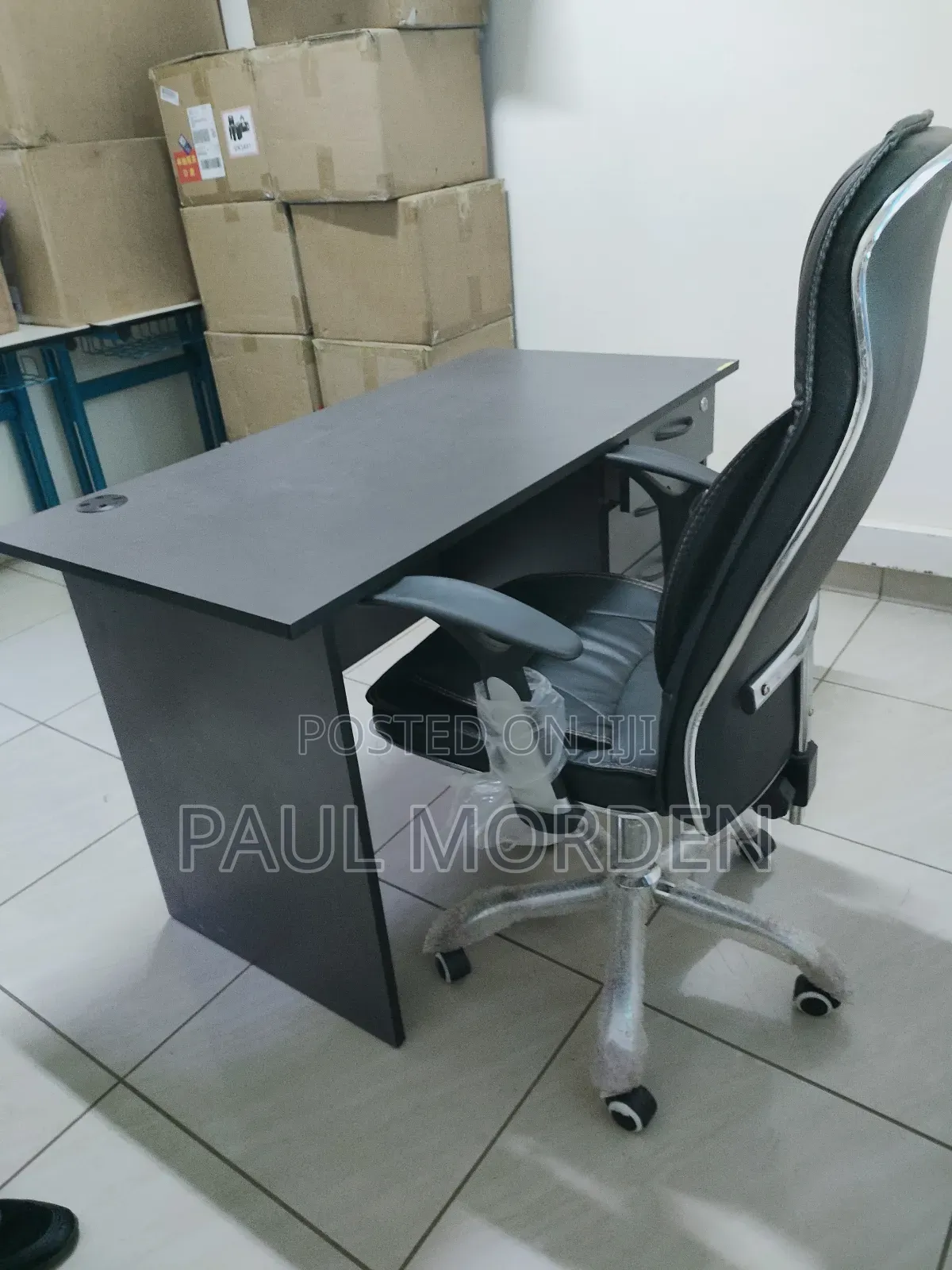 Modern Workstation Desk+Executive Leather Chair _Perfect Setup