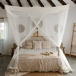 Night Peace Starts Here With White Top Square Mosquito Net