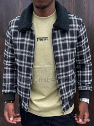 Quality Designer Checked Warm All Weather Jacket With Far