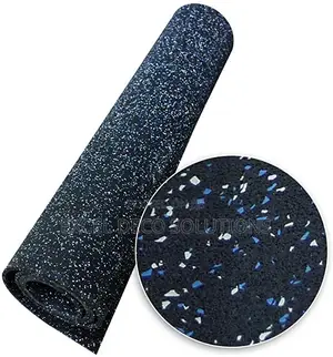Blue Speckled Rubber Mat for Indoor Gym, Play Area and Floor Safety