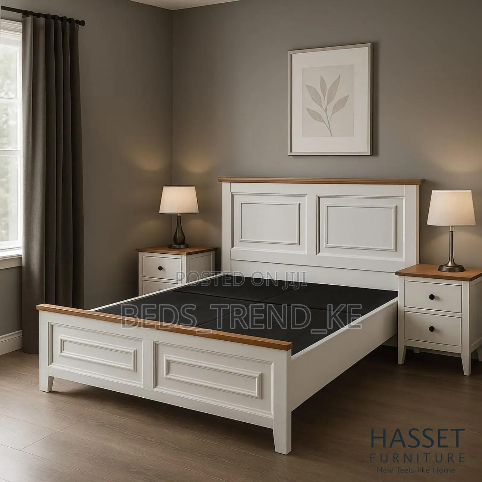 Luxurious Wooden 5 by 6 Bed Plus 2 Side Drawers