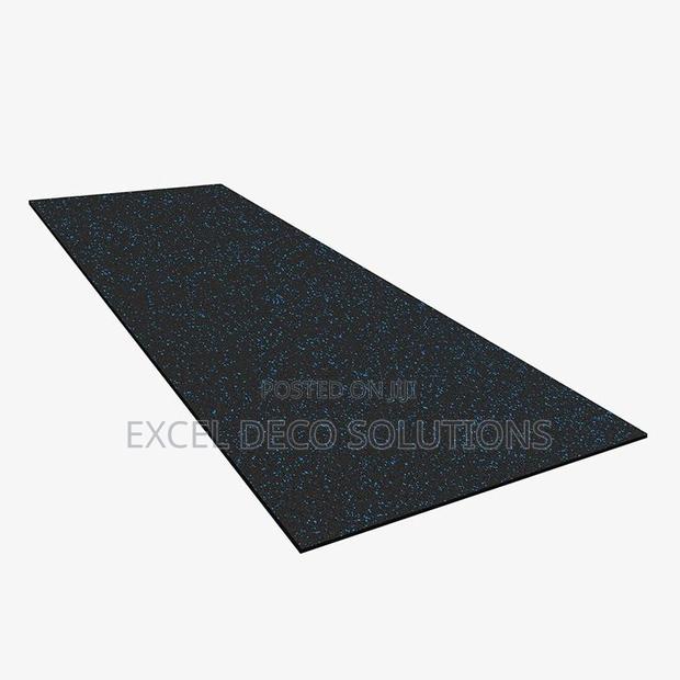 Durable Blue Speckled Rubber Mat for Workout and Exercise Areas - main view