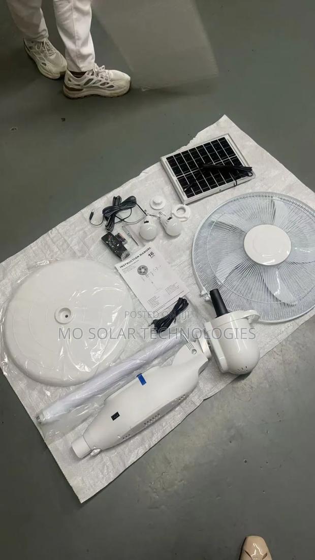 Solar Table Fan With Bulbs - main view