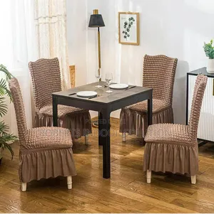 Bubble-Textured Dining Chair Seat Cover With Elegant Frill Skirt